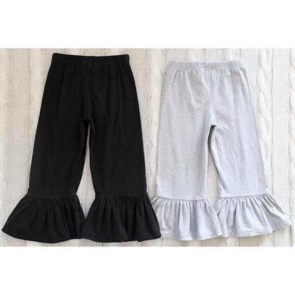 Lot of 2 MATILDA JANE Girl's Big Ruffles Pants Black & Gray, Size 4 REPAIR - Picture 2 of 12